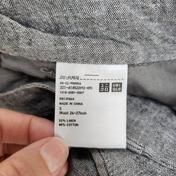Uniqlo Linen Blend Grey Trousers Pants Natural Lightweight Women's S - Picture 4 of 5